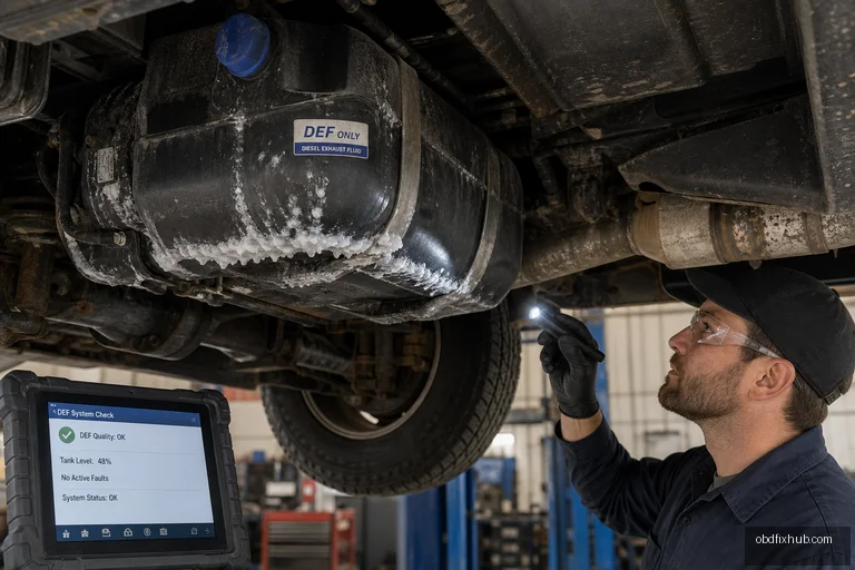 P202D Diesel Exhaust Fluid Reductant Leakage: Meaning, Causes, Symptoms & Fix